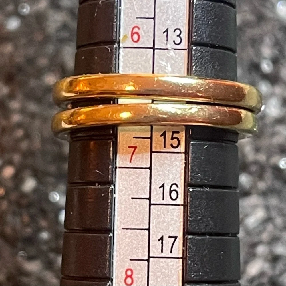 Gold Tone‎ & Rhinestones Band Ring Set Size 6.5